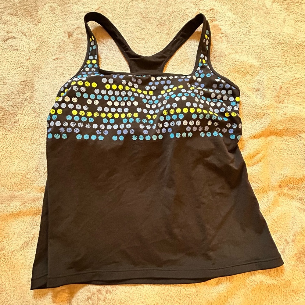 Nola black with blue yellow white dots tankini Size 2X
